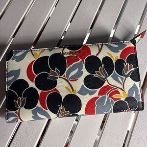 Floral Wallet with Black and Red Design